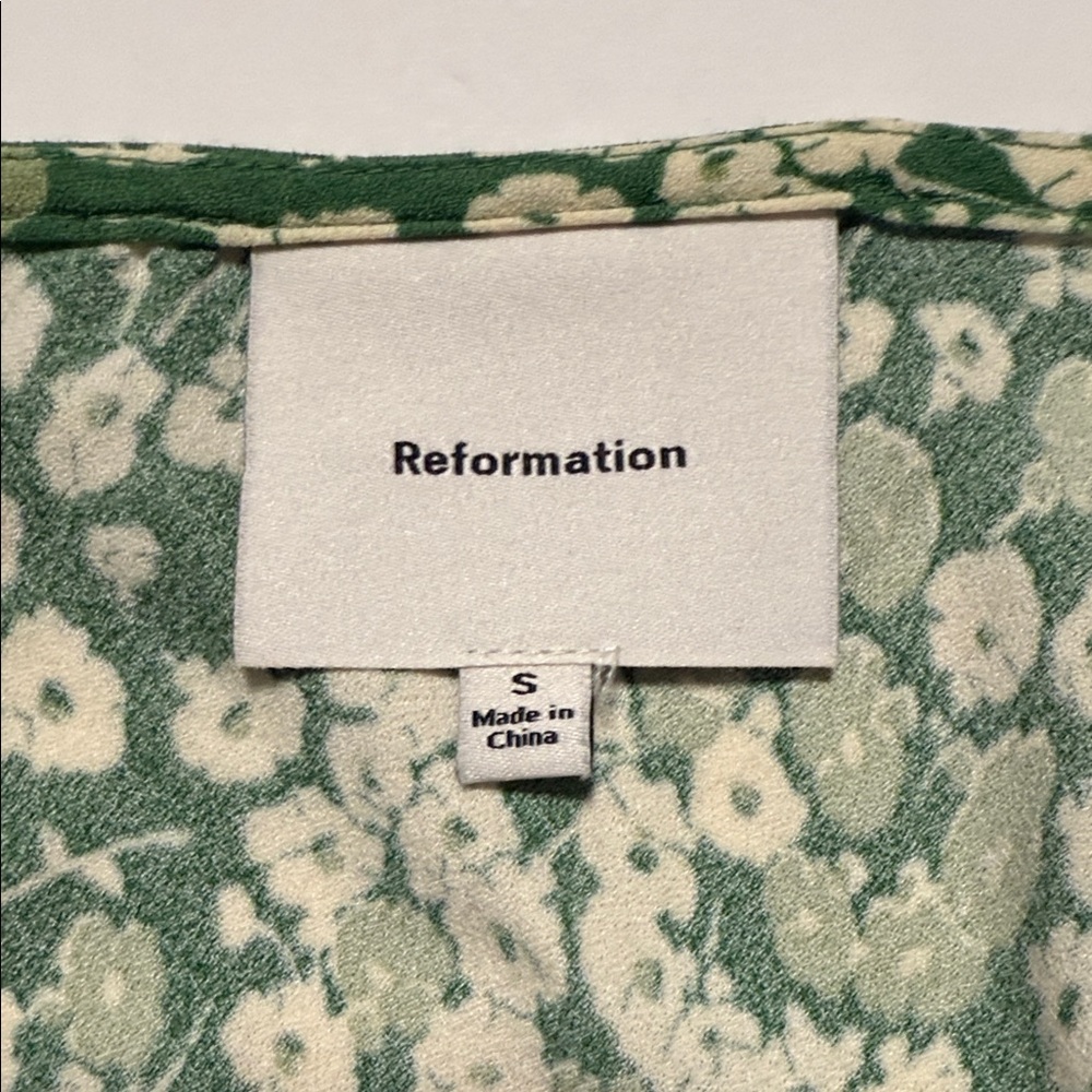 Reformation Calix Green &white Floral Mento pattern Mini Dress Ditsy Print - Picture 8 of 13